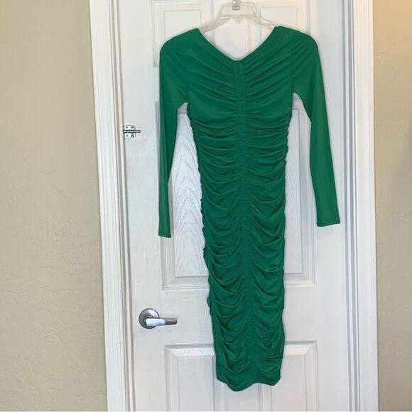 Rachel Parcell Amazon Green Ruched Midi Dress Size XS - Picture 5 of 12